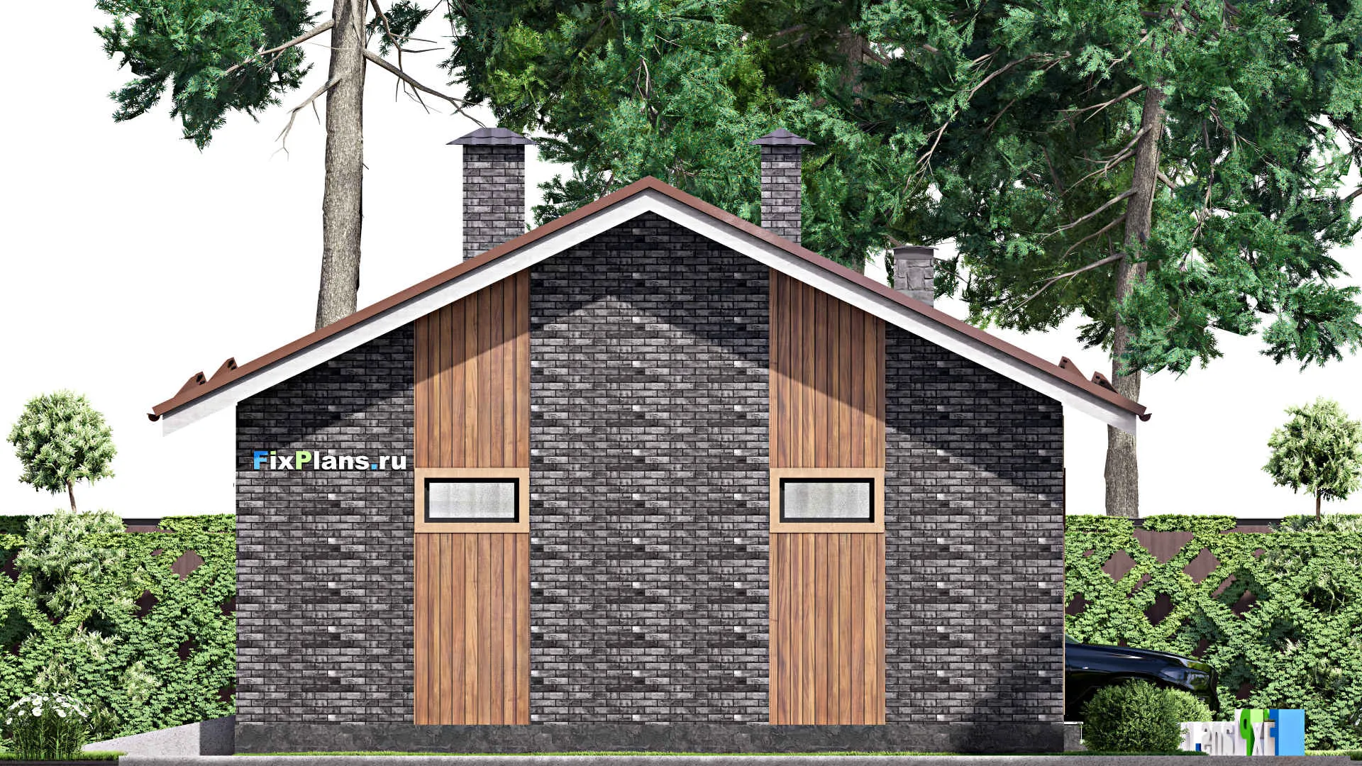 F-15002 - Проект бани 9 на 19, площадью 130 м² с комнатой отдыха, терассой и санузлом