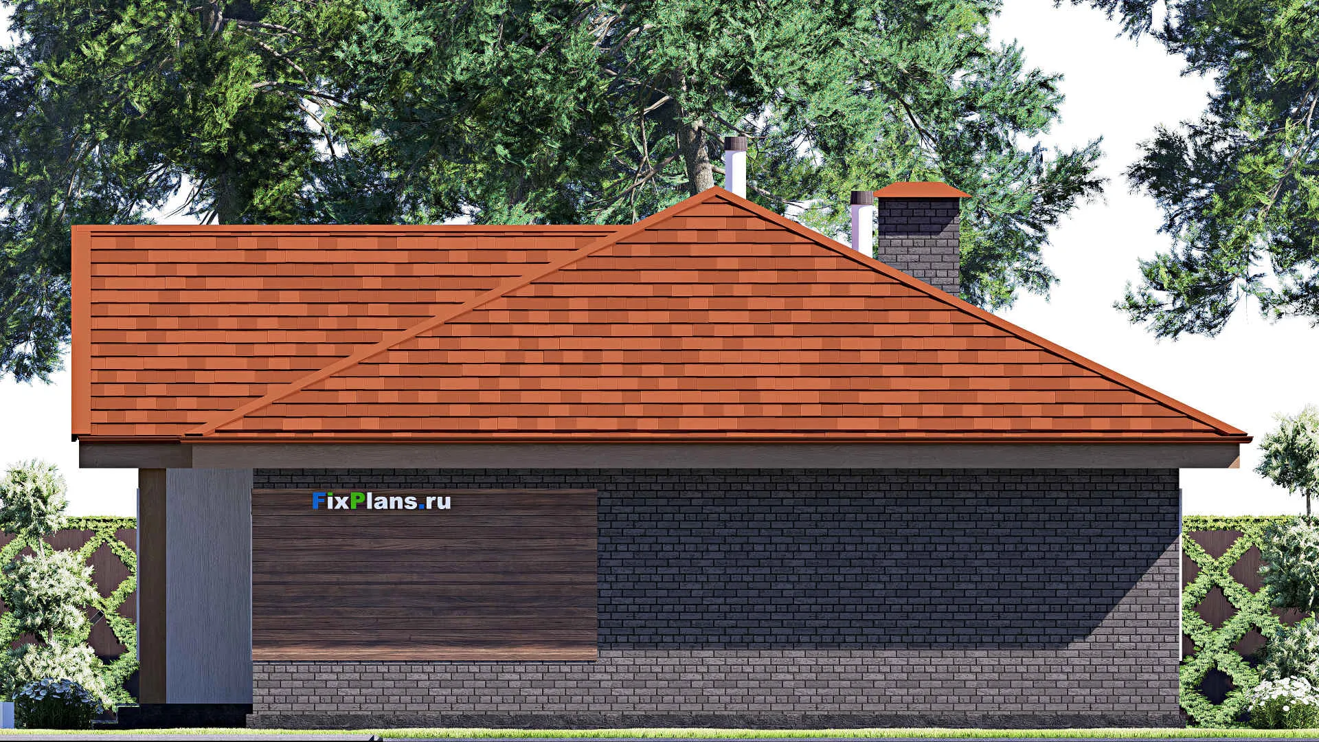 F-15173 - Проект одноэтажного дома 12 на 16, площадью 130 м² с 3 спальнями