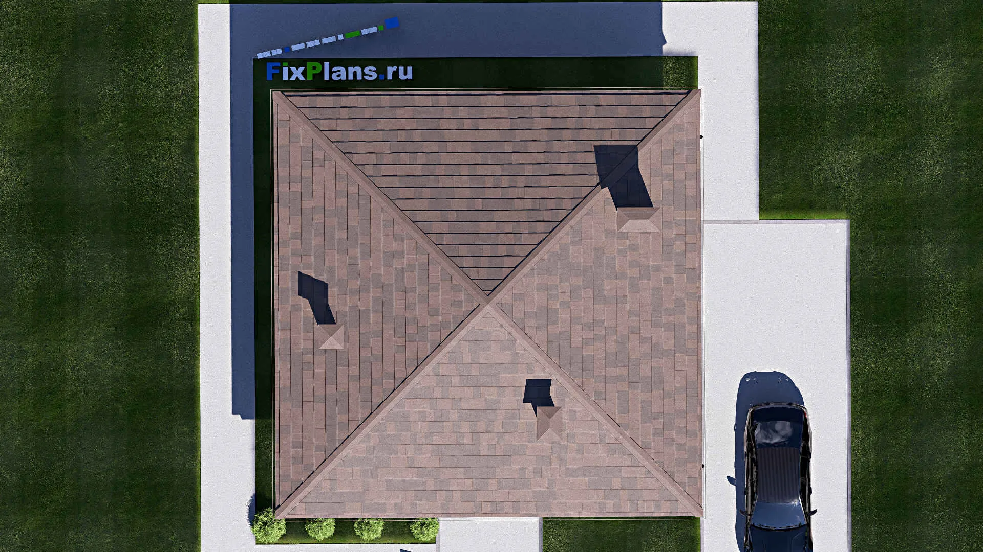 F-17621 - План одноэтажного дома 11 на 11, площадью 80 м² с 3 спальнями