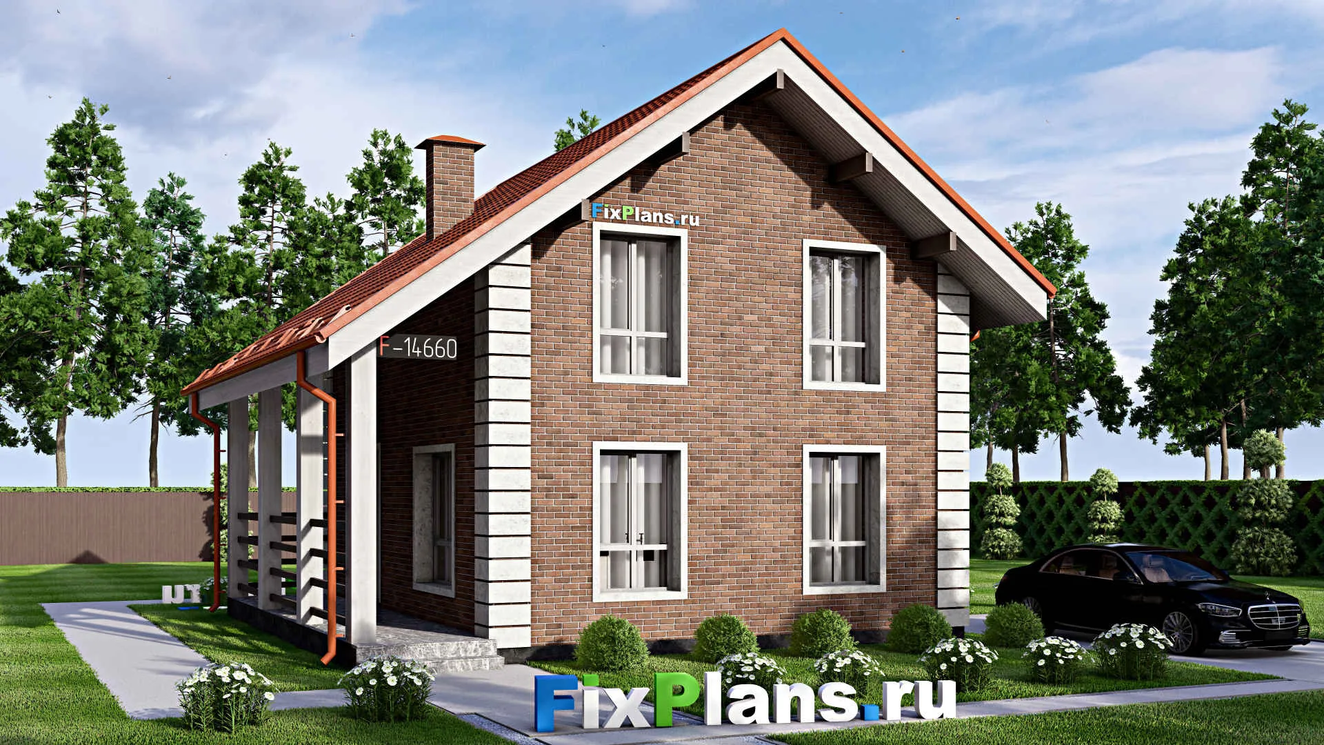 F-14660 - Проект дома с мансардой 9 на 9, площадью 110 м² с террасой и 3 спальнями