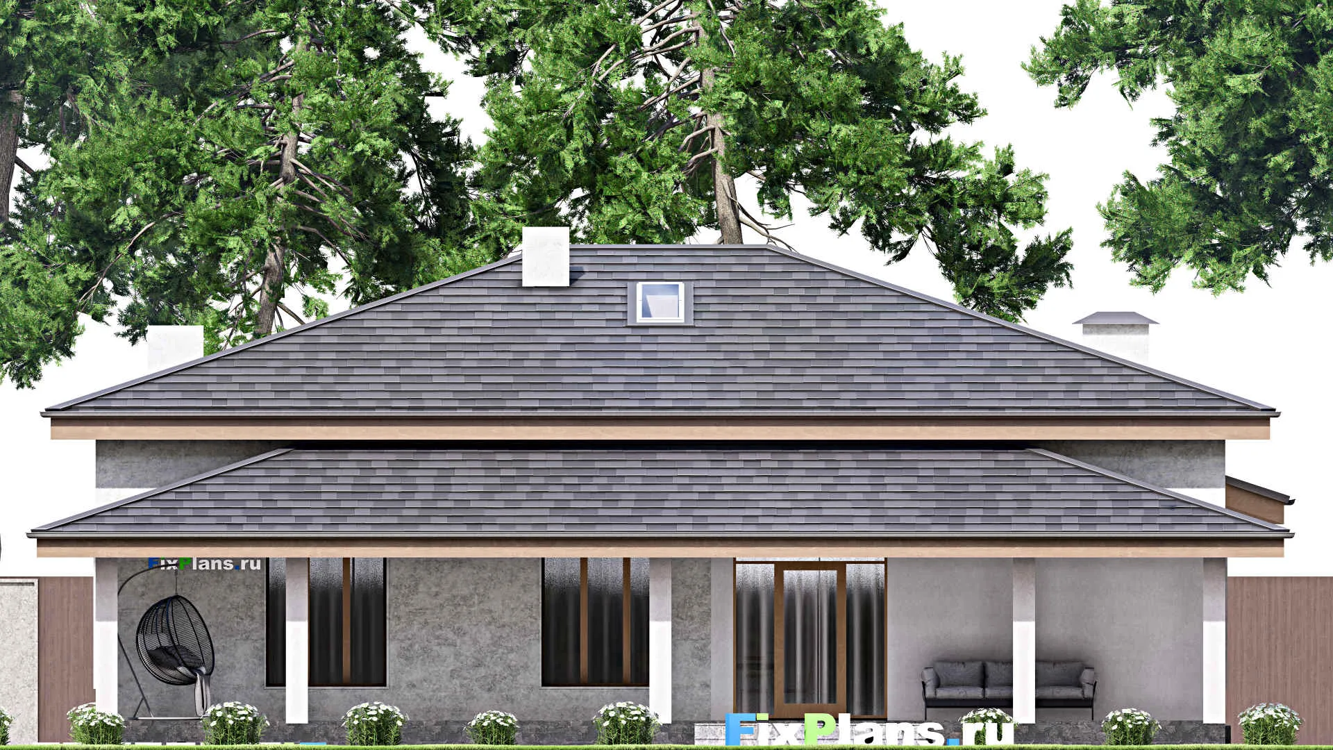 F-14237 - Проект дома с мансардой 16 на 17, площадью 280 м² с террасой и 3 спальнями