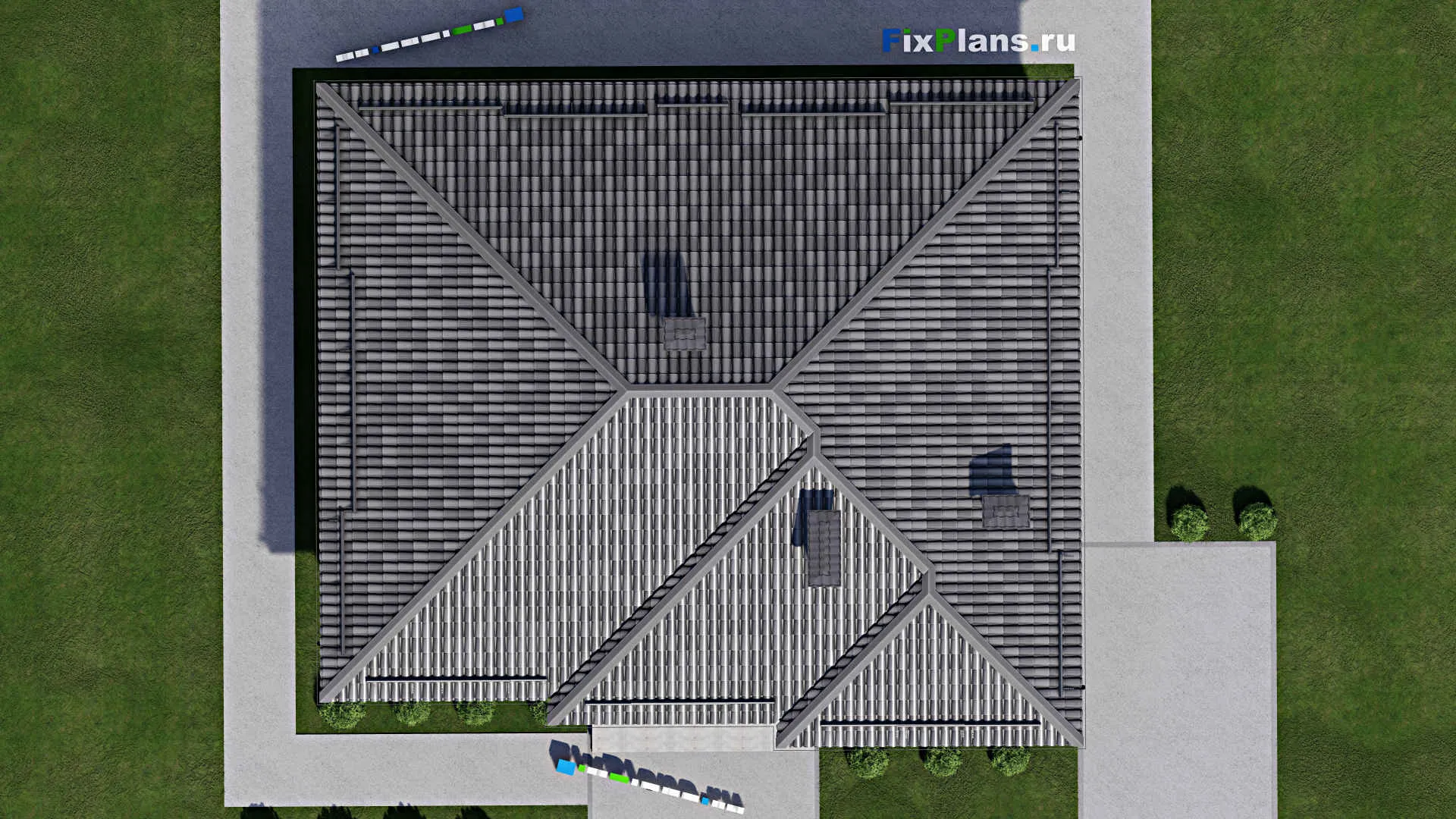 F-8819 - План одноэтажного дома 13 на 15, площадью 140 м² с 3 спальнями