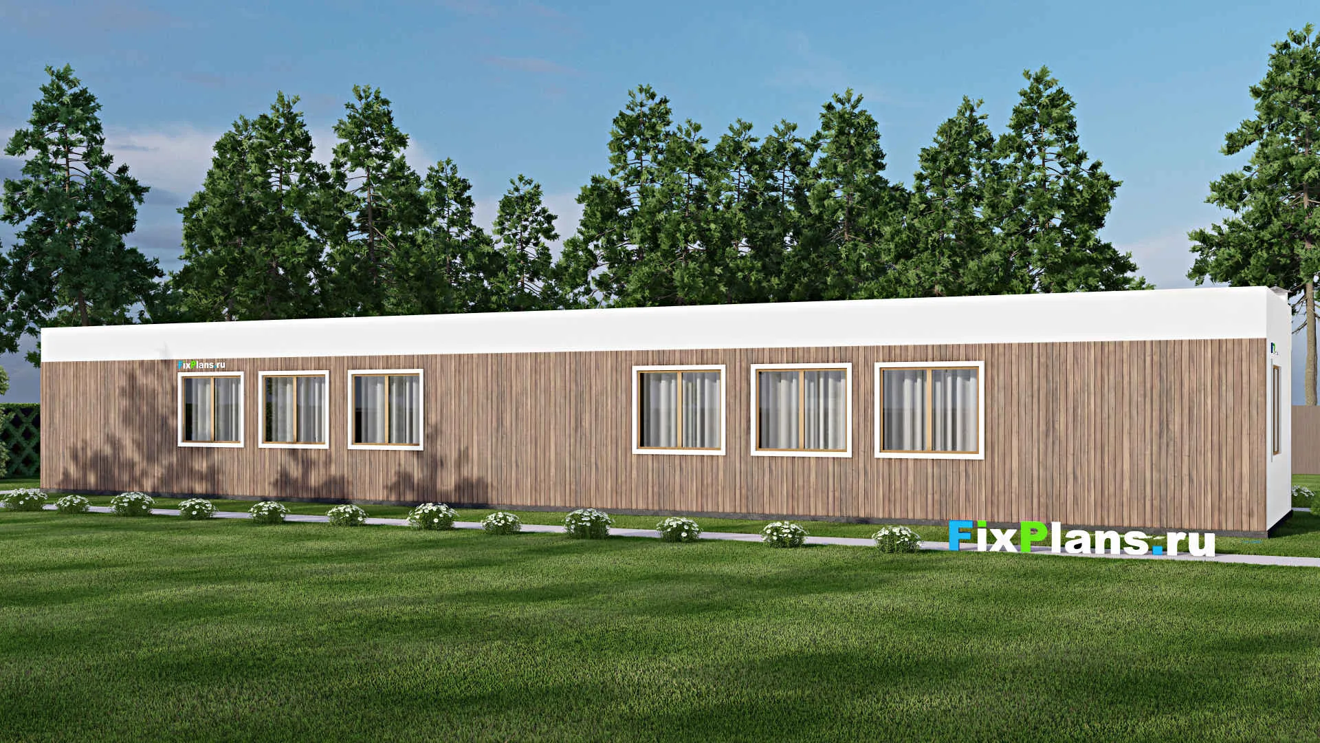 F-9440 - План одноэтажного дома 8 на 31, площадью 170 м² с 4 спальнями