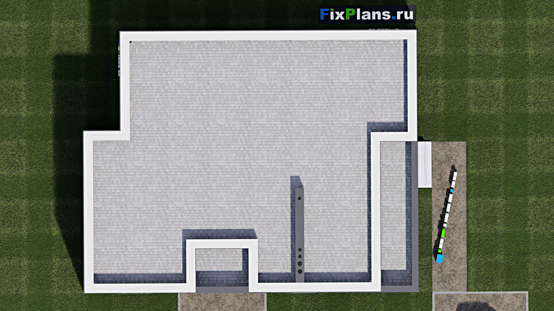 F-1043 - Проект одноэтажного дома 12 на 15, площадью 130 м² с террасой и 3 спальнями