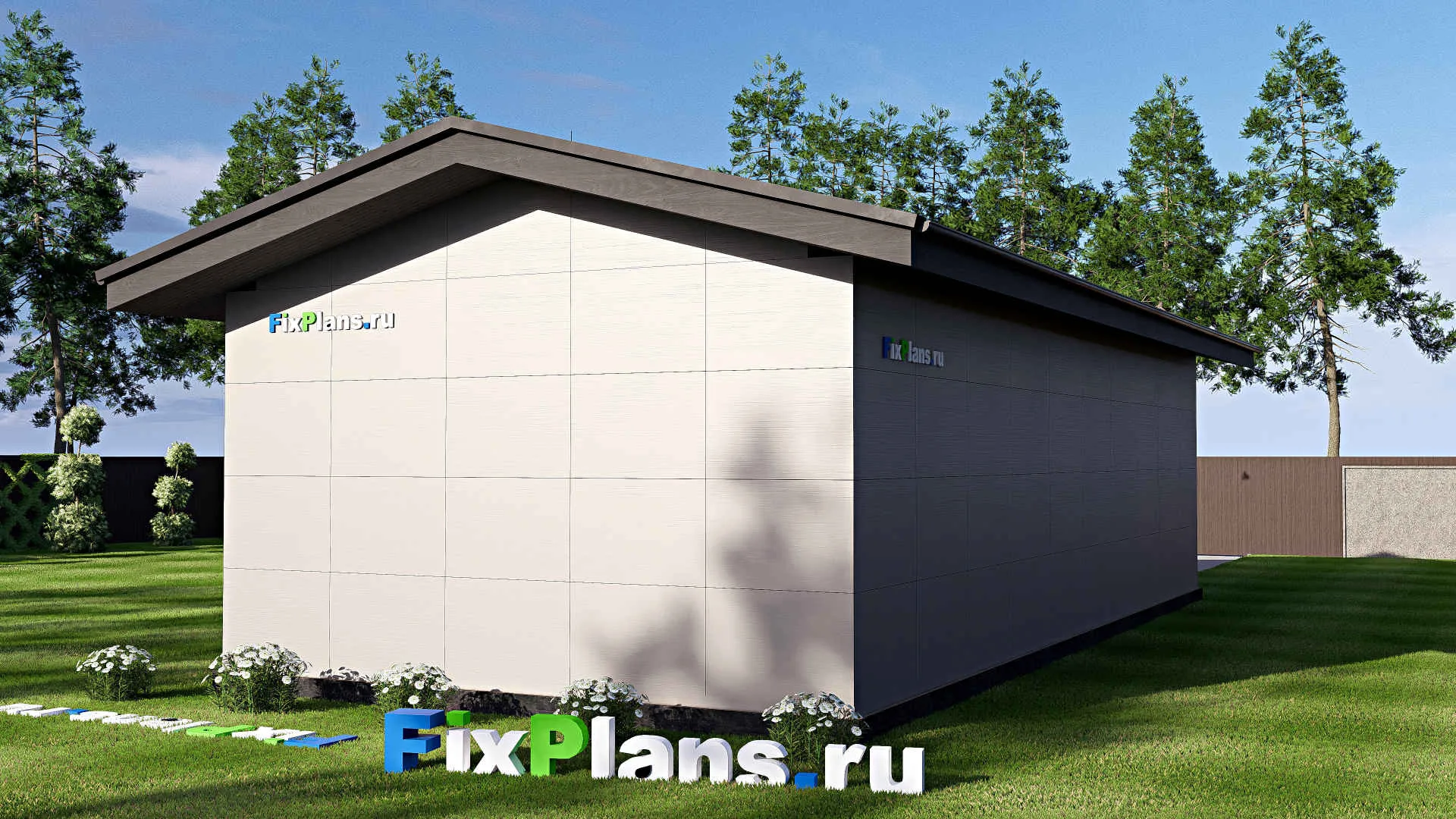 F-18971 - Проект гаража из газобетона 7 на 15, площадью 90 м² на 2 машиноместа