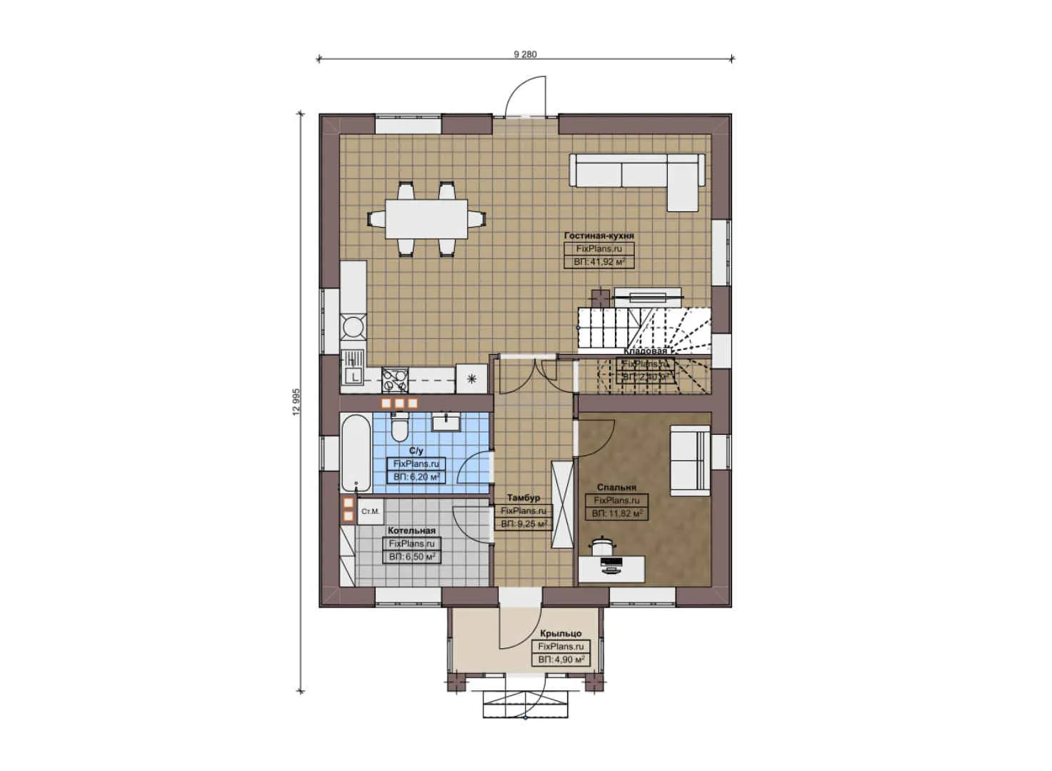 F-12203 - Планы двухэтажного дома 10 на 13, площадью 170 м² с балконом и 5 спальнями
